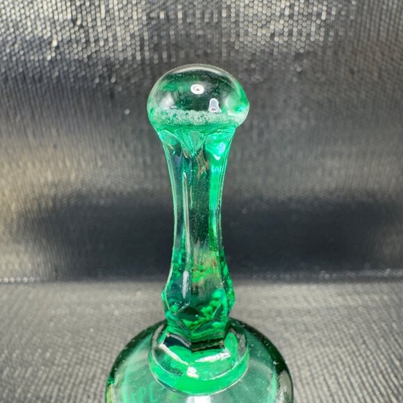 Vintage Illinois State Green Glass Bell Applied Flowers Glassware Figurine Decor - Picture 9 of 9